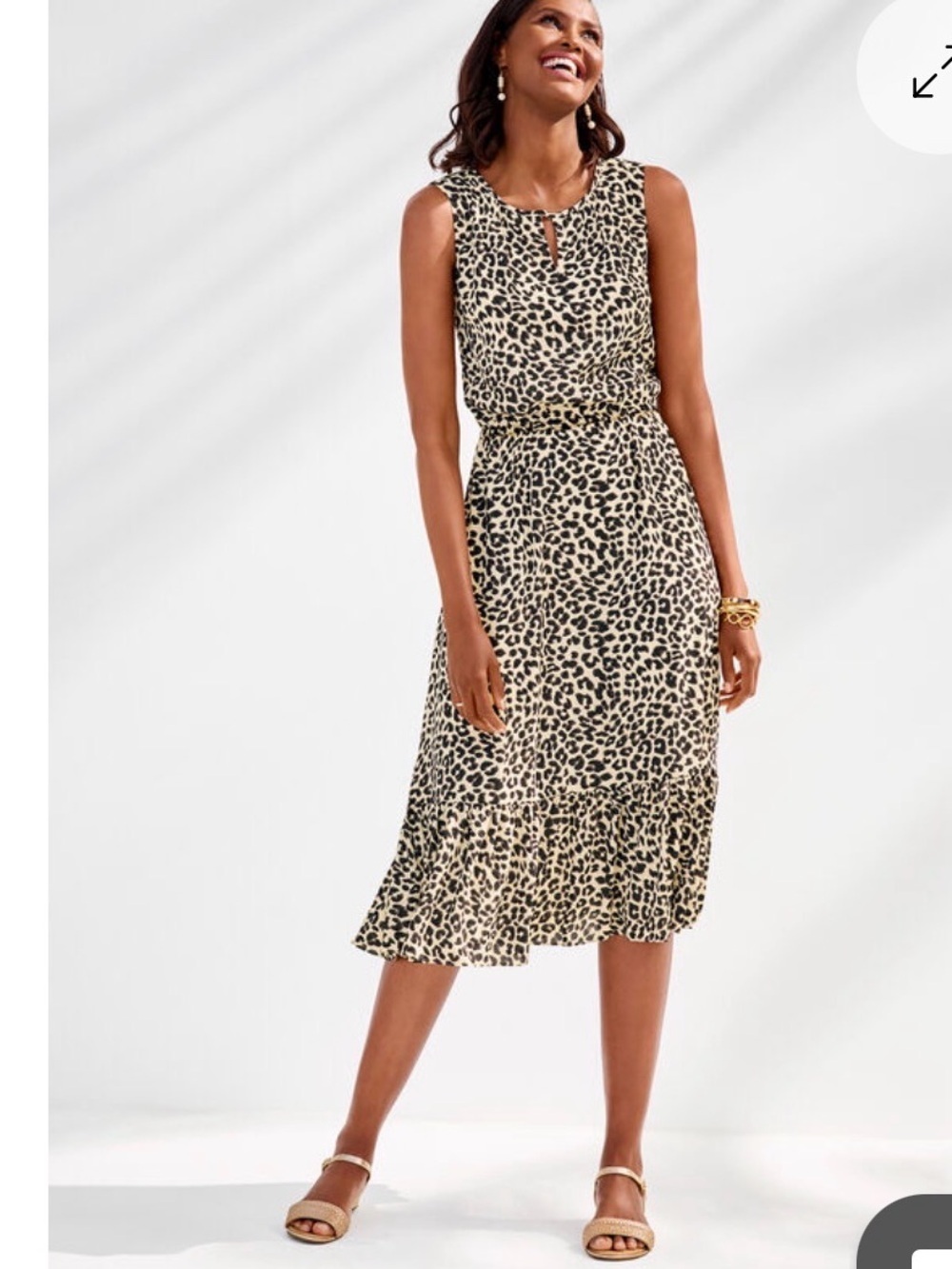 Talbots animal print Sleeveless ruffle hem dress size 10